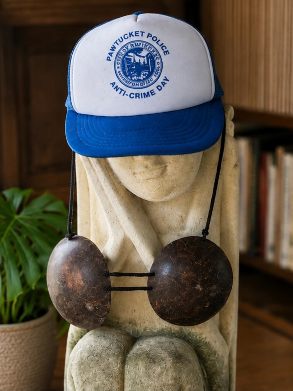 Rare Vintage Yupoong Pawtucket Police Anti-Crime Day Trucker Hat- Blue Snap Back
